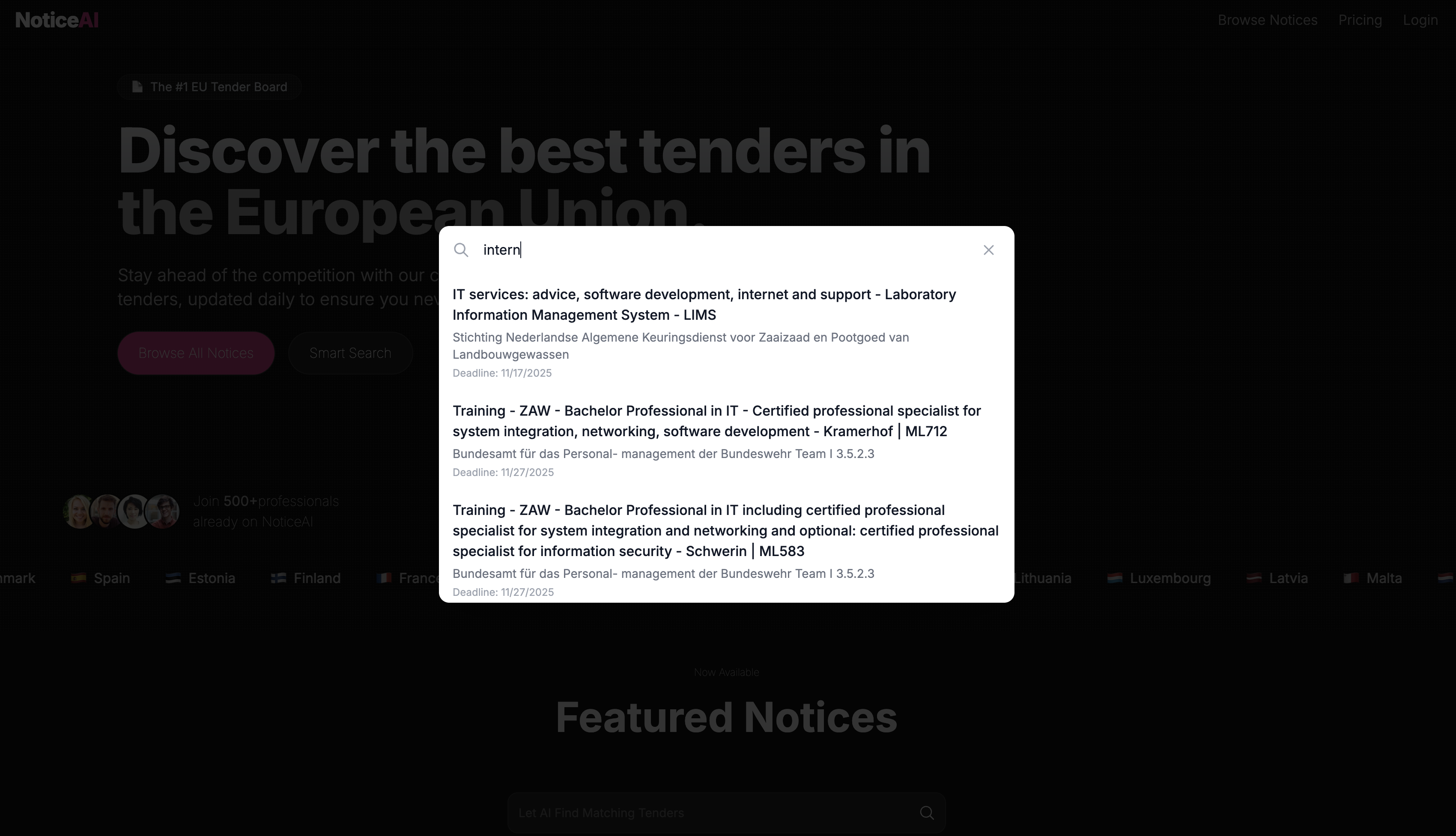 NoticeAI smart search