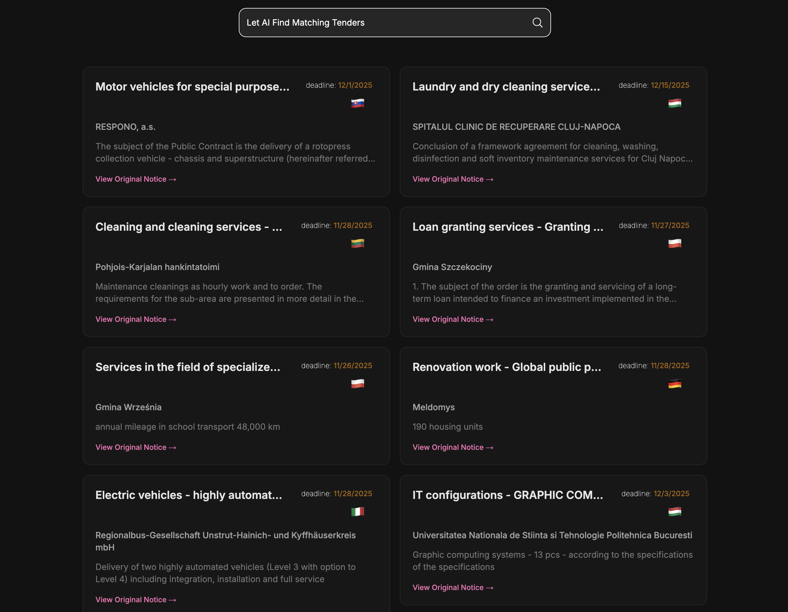 NoticeAI notices listed